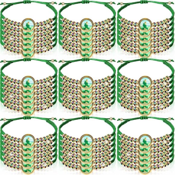 Jewelry - 50 Pcs Saint Jude Rosary Bracelets Handmade Green Knot Religious Jewelry